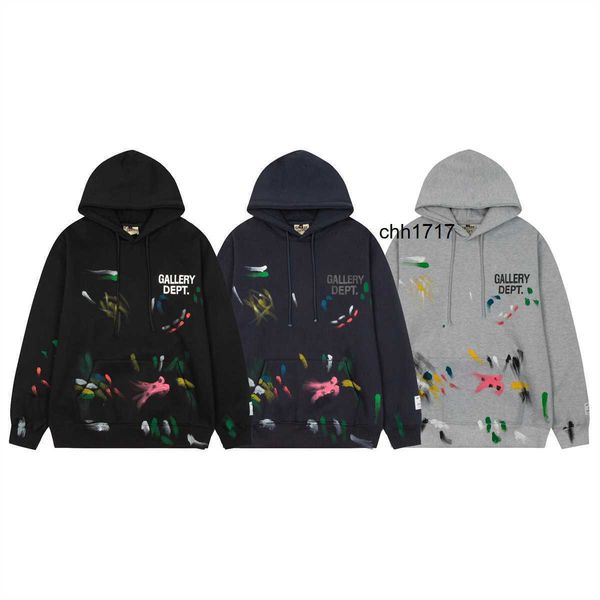 

men's hoodies sweatshirts galleryes dept tie dye ink splashing hand-painted plush sweater men and women trend hoodie, Black