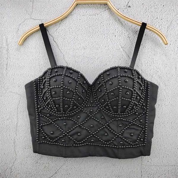 

black bead bra fashion plus size underwear women lingerie club party bra denim zebra bra 220331, Red;black
