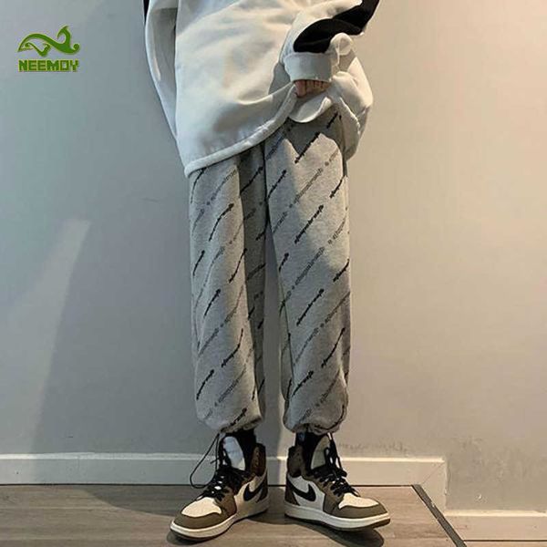 

men's pants neemoy wide leg fasgion korea style casual sport sweatpants joggers streetwear harajuku ankle length trousers g220929, Black