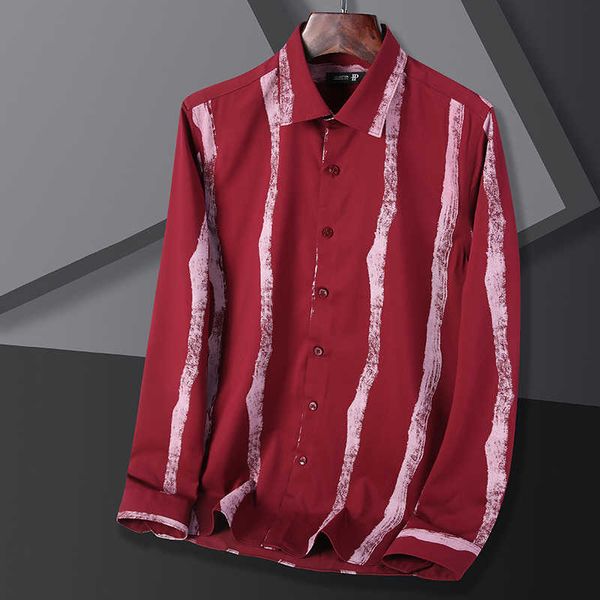 

men's casual shirts browon mens shirts fashion smart casual longsleeve shirt for men print turn-down collar slim fit business oversized, White;black