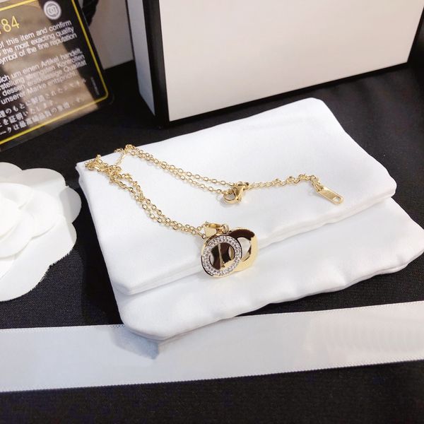 

europe america pendant necklaces designer round fashion chain letter necklace women classic high jewelry minimalism personality style, Silver