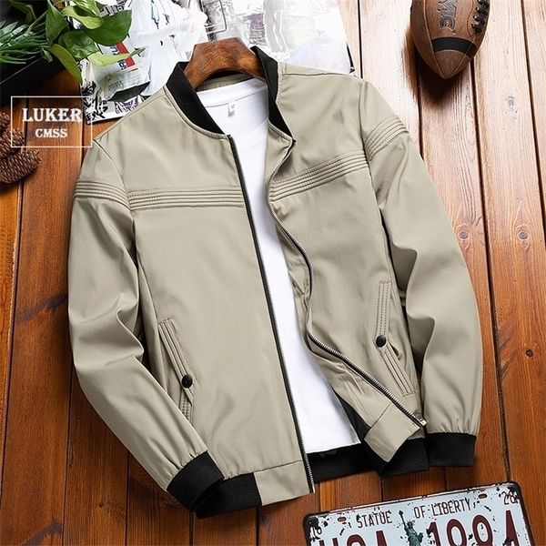 

mens jackets luker cmss men jacket spring autumn male casual stand collar windbreaker zipper coats fashion solid outwear brand clothing 2209, Black;brown