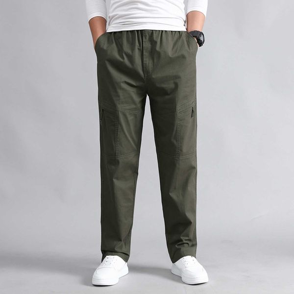 

men's pants mens solid color summer casual all match fashionable woven long cargo with pockets outdoor for men g220929, Black