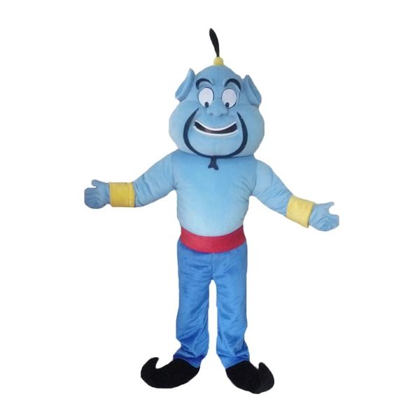 

blue aladdin genie evil spirit demon mascot theme mascotte carnival costume party dress, Red;yellow