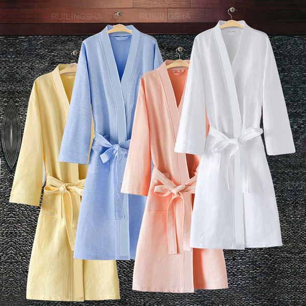 

women's sleepwear women summer water absorption kimono bath robe femme fashion waffle bathrobe lovers dressing gown bridesmaid robes t2, Black;red