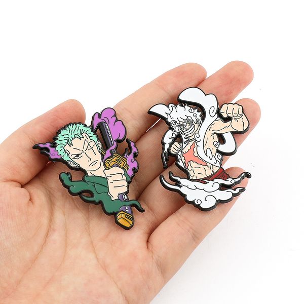 

blood animation peripheral piece one piece brooch cos luffy solon metal badge decoration pendant, Gray