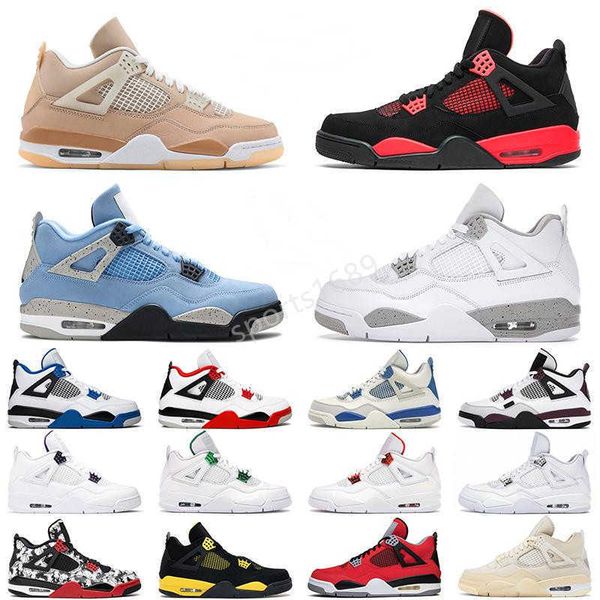 

mens womens basketball shoes 4s jumpman desert moss red thunder yellow university blue white oreo taupe haze black cat men