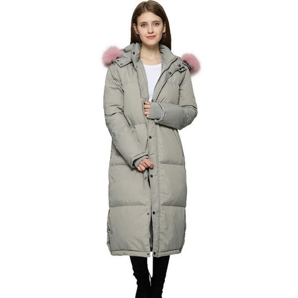 

women's down parkas winter very warm long real fur hooded down coat female thicker warm down jacket big real fur parkas fit cold weathe, Black
