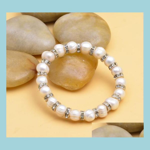 

beaded strands 10mm real freshwater pearl bracelets for women charm bohemian gb775 drop delivery 2021 jewelry mjfashion dhshd, Black