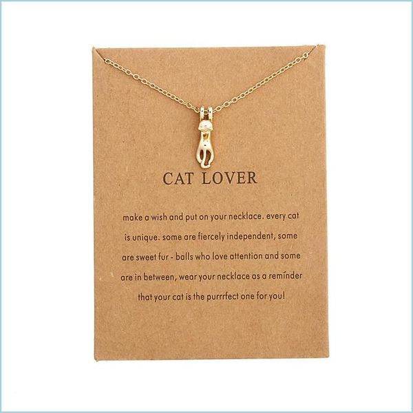 

pendant necklaces cute cat lover necklace for women charm jewelry gold sier color wish card pendant choker gifts drop deli ffshop2001 dhndf, Silver