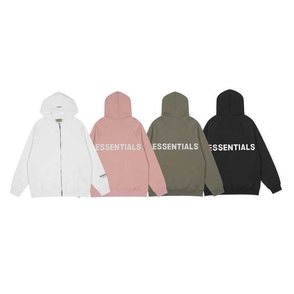 

2022 fashion designer brand autumn and winter hoodie multi reflective letter loose zipper jacket plush cardigan sweater, Black