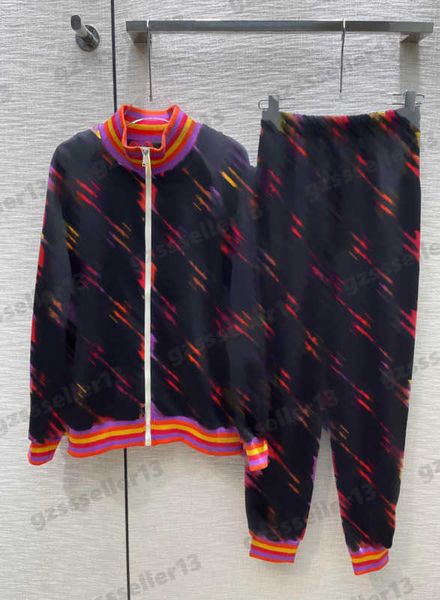 

womens tracksuit classic colorful fashion full body logo print sets designer women clothing stand-up zipper jacket and sports pants ropa de, Gray