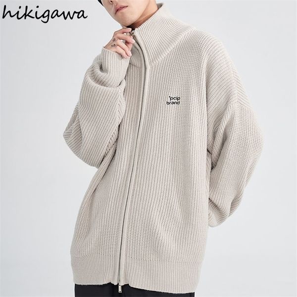 

women's knits tees streetwear bf cardigan jacket women clothing turtleneck zipper oversized sweater sueter mujer casual fashion knit sw, White