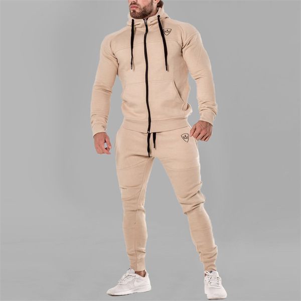 

men's tracksuits spring and autumn men's cotton fashion zipper jacket hoodie casual outdoor trousers sports 220930, Gray