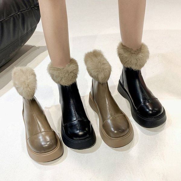 

in winter leather boots for women are fashionable and beautiful handmade factory direct sale, Black