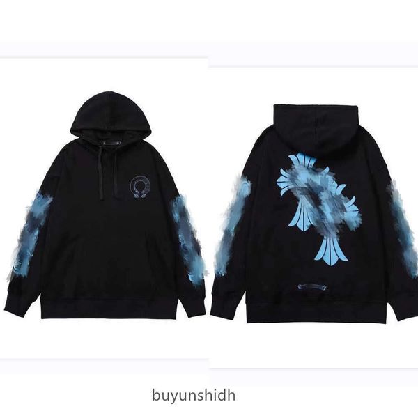 

men's hoodies sweatshirts designer hearts hoodie chromes mens hoody clothing womens heart hooded ch cross flower arm front printed hors, Black