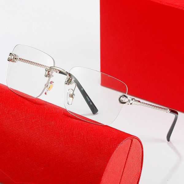 

sunglasses sun glasses mens designer glasses original high shade leopard head metal rimless optical frame classic rectangle square gold luxu, White;black