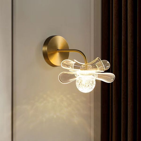 

decorative flower bedside wall lamps led l aisle sconce gold lotus light for bedroom home living room bathroom
