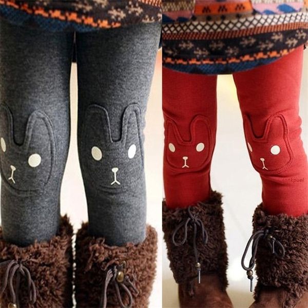 

trousers cute rabbit printed girls children pants winter autumn bottoms kids baby toddler inside warm fleece leggings trousers clothing 2201, Blue