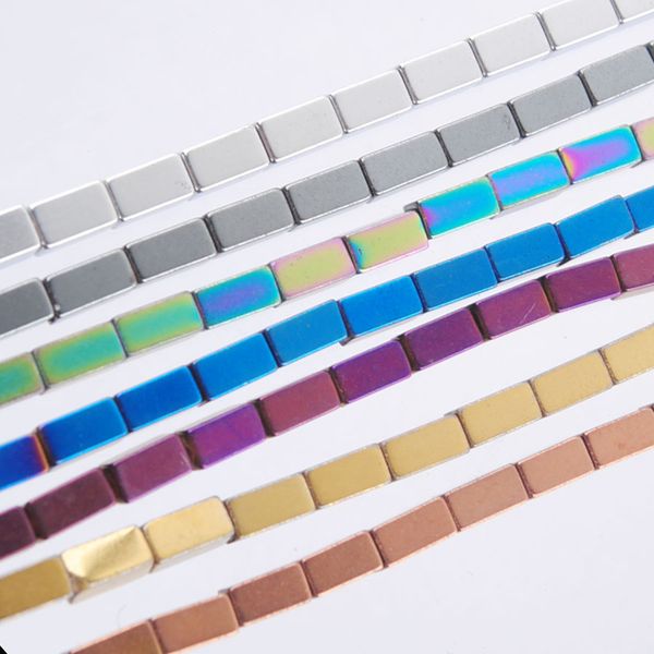 

no magnetic materials hematite gem stone rectangle 2x4mm loose beads spacer strand for making jewelry bl314, Black