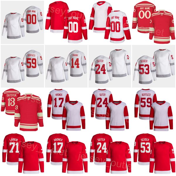 

men hockey reverse retro 71 dylan larkin jersey sport 59 tyler bertuzzi 23 lucas raymond 53 moritz seider 14 robby fabbri 17 filip hronek 24, Black;red