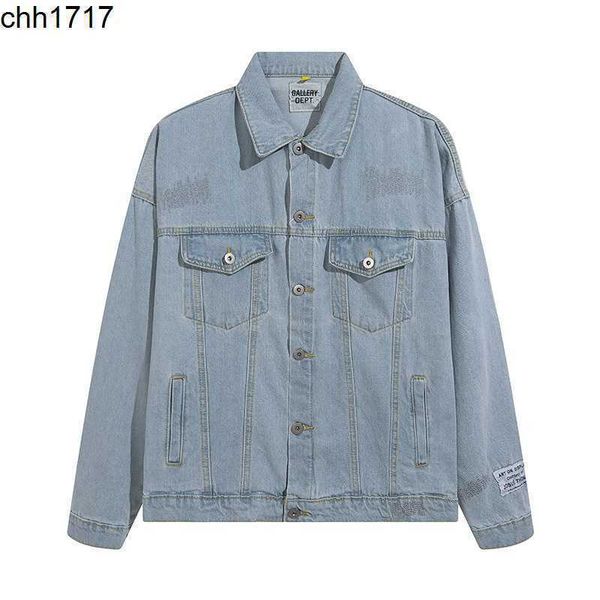 

2022 autumn and winter new high street trend galleryes dept denim jacket letter print long sleeve jacket, Black;brown