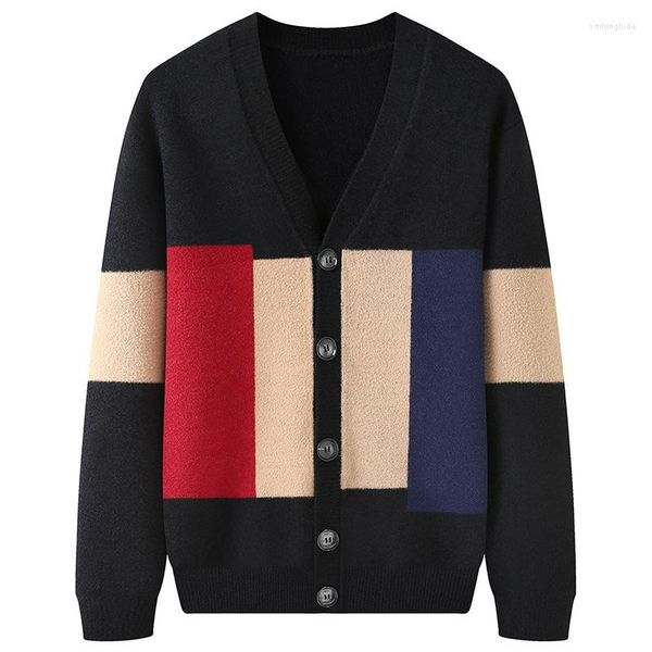 

men's sweaters arrival fashion super large autumn men knitted cardigan coat printed computer v-neck sweater plus size l-5xl 6xl 7xl, White;black