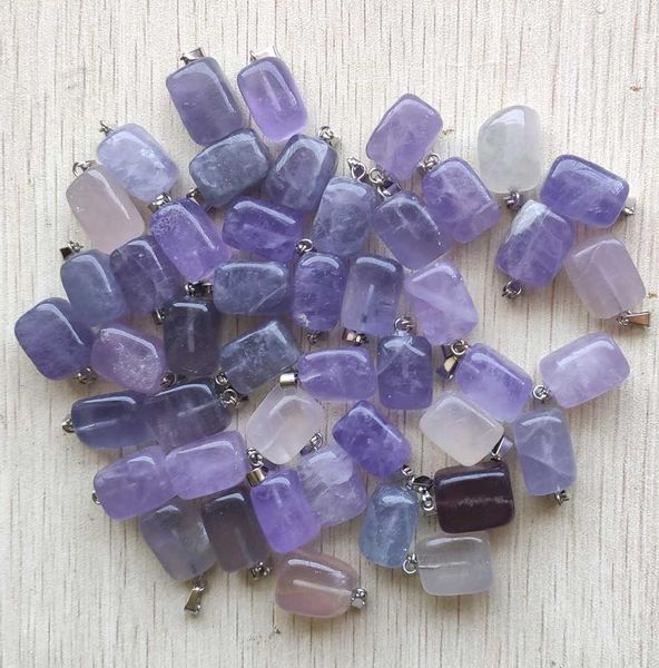 

natural stone irregular pendants beautiful fluorite crystal charms for diy jewelry making necklace women wholesale, Silver