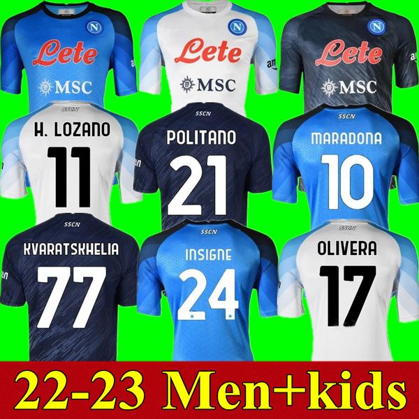 

22 23 napoli soccer jerseys naples football shirt 2022 2023 osimhen koulibaly lozano football shirts insigne maradona maillot foot mertens a, Black;yellow