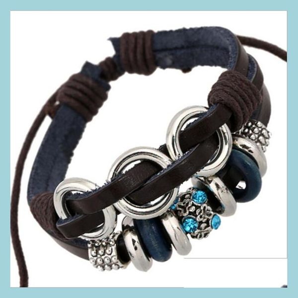 

charm bracelets fashion charms bracelets infinity mtilayer handmade blue rhinestone alloy circle leather for men jewelry wh mjfashion dhpc7, Golden;silver