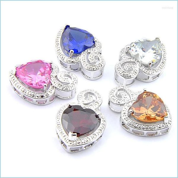 

pendant necklaces pendant necklaces big offer mix 5 pcs holiday gifts sweet heart cut fire white pink blue z garnet morganite gem dhfij, Silver