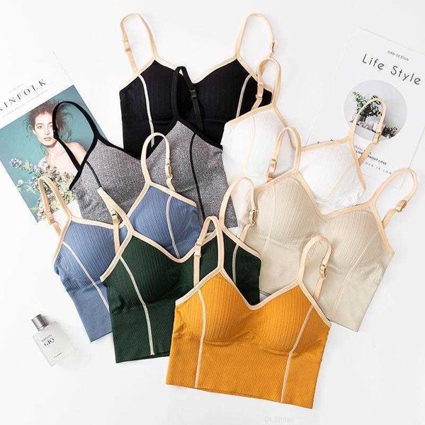 

girls tank crop summer female seamless sports underwear brassiere u-shaped back tube bra bralette camisoles tanks, Red;black