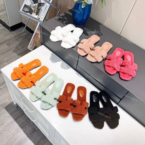 

designer women slippers fluffy slider fur slide flat sandals fashion home sandal summer outdoor beach slides scuffs flats flip flops wool sl, Black