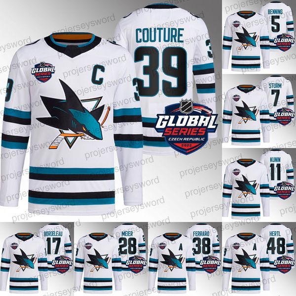 

sharks 2022 global series jersey logan couture matt benning nico sturm luke kunin thomas bordeleau timo meier mario ferraro tomas hertl erik, Black;red