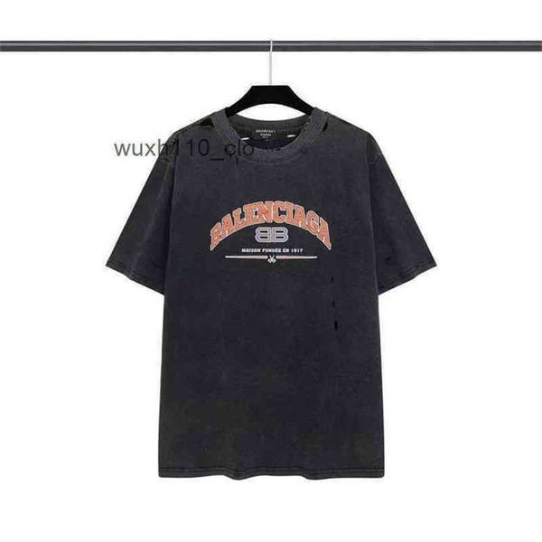 

balencaigass t shirt doule scissors high letter paris cut t-shirt loose men women lovers washed old short sleevescjdn, White;black