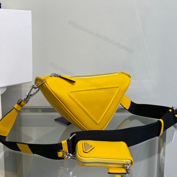 

woman triangle shoulder bag ladies luxury men's designer crossbody handbag hobo tote 1bh190 wallet shiny diamond enamel metal 26cm p09