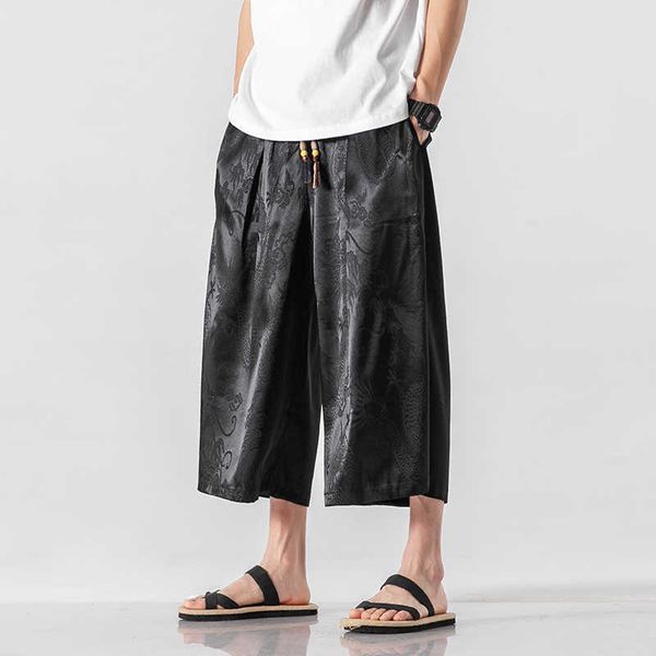 

men's pants streetwear mens wied leg chinese style casual trousers men 2022 vintage loose fashion harem male oversized new g220929, Black