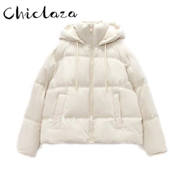 

womens down parkas chiclaza winter women fashion warm thick hooded female black long sleeves zipper outwear 220930