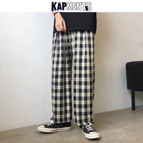 

men's pants kapments y2k harajuku baggy plaid 2022 casual yellow korean fashion sweatpants japanese streetwear harem joggers g220929, Black
