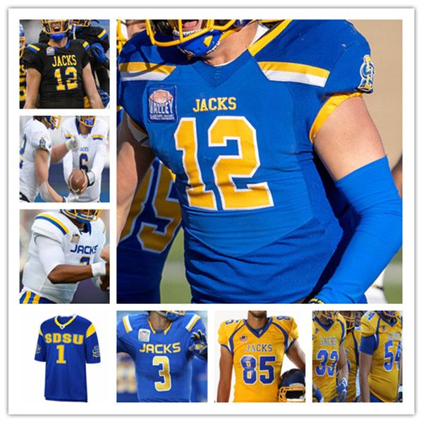 

ncaa college south dakota state jackrabbits sdsu jacks football jerseys mark gronowski adam bock isaiah davis jaxon janke jadon amar johnson, Black