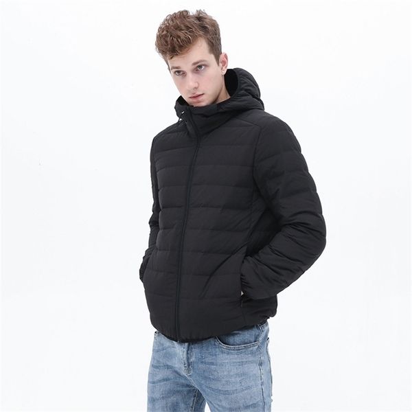 

mens down parkas grade mens fashion hooded 90% white duck down coats autumen winter keep warm men casual down jacket 2201006, Black