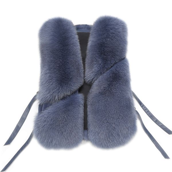 

women's fur faux real vest female winter autumn genuine waistcoat coat fashion lady gilet natural l221006, Black