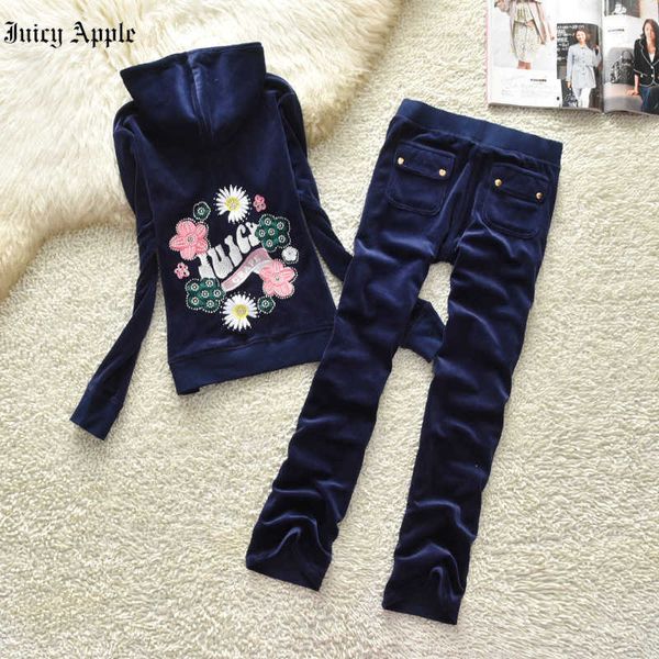 

juicy apple women's tracksuits fall spring embroidery two-pieces running sets casual women's tracksuits zip up hooded coats and pa, Gray