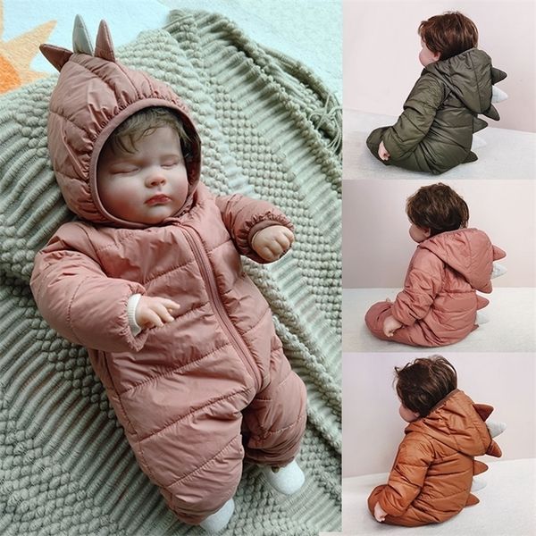 

rompers baby winter jumpsuits dinosaur cotton padded infants hooded zipper rompers born warm thick onepiece clothes for boys girls 221007, Blue