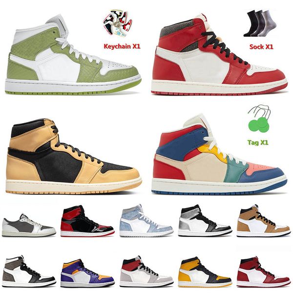 

jumpman 1 1s men basketball shoes fashion lost found heirloom lakers university blue grey fog pine green chicago mens women trainers sneaker