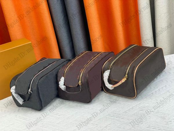 

m47528 double zipper cosmetic bag luggage bag monograms damier leather designers luxury suitcase travel bags handbag
