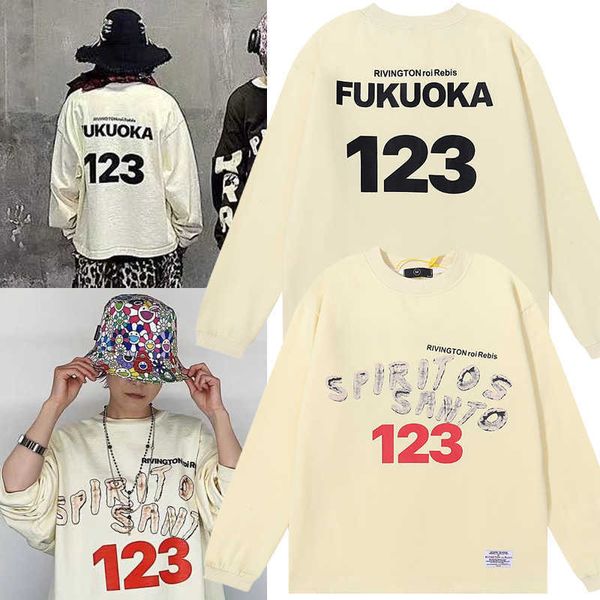 

men's t-shirts autumn and winter rrr123 rabbit bet graffiti high street loose men's and women's long sleeve plush t-shirt t22, White;black