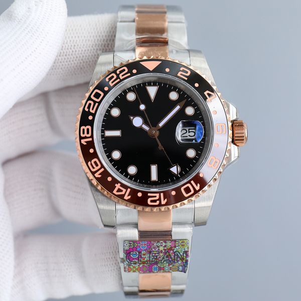 

mens watches 40mm gmt automatic wristwatch wristwatches 904l stainless steel st9 original folding buckle calendar designer wristwatch lumino, Slivery;brown