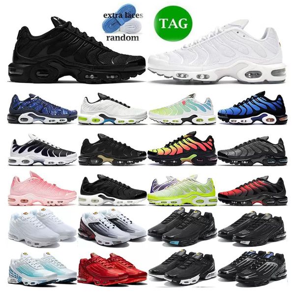 

2023 plus tn 3 running shoes sneakers trainers triple white black laser blue volt glow outdoor sports tn mens women oreo womens breathable e