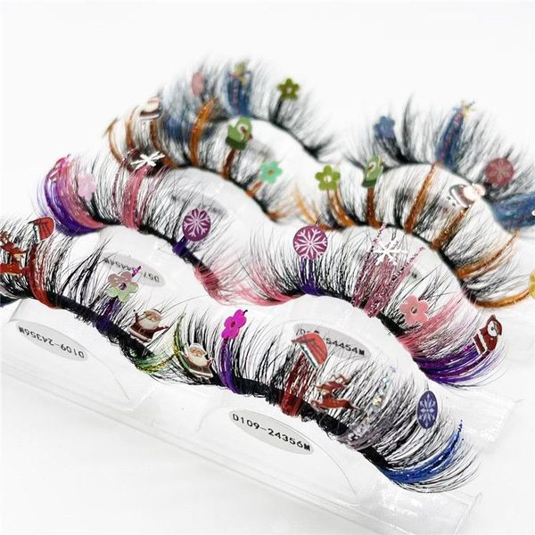 

color faux mink eyelashes fluffy sequins thick christmas strip lashes festival styles dramatic 3d halloween cosplay party lash